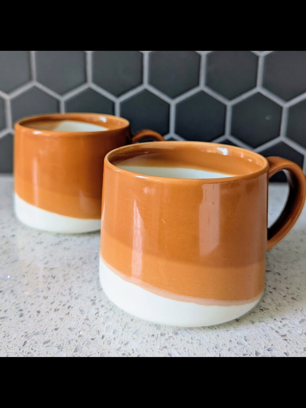 Starbucks Caramel & White Dipped Ceramic Coffee Mugs (10 oz)